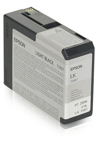 T580700 EPSON ULTRACHROME LIGHT BLACK INK 80ML, STYLUS PRO 3800